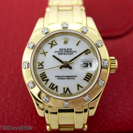 Rolex 69318 Datejust Masterpiece/ Pearlmaster with White Roman Dial and Diamond Bezel - Image 3