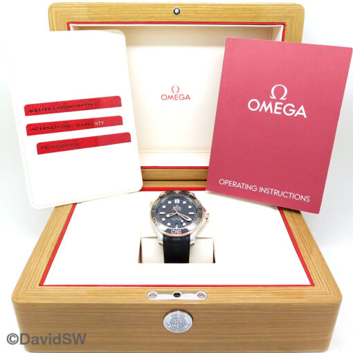 Omega Seamaster Diver 300m 18K Rose/SS with Black Dial on Strap - Image 2