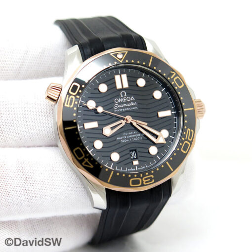 Omega Seamaster Diver 300m 18K Rose/SS with Black Dial on Strap
