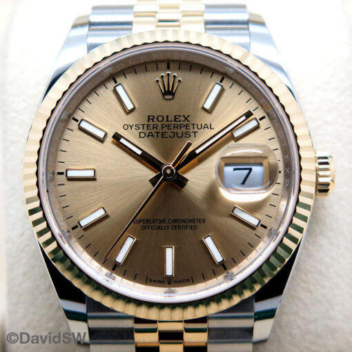 Rolex 126233 Datejust 18K/SS with Champagne Stick Dial on Jubilee - Image 3