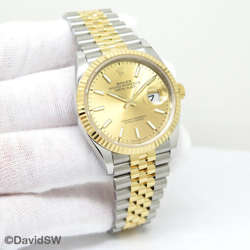 Rolex 126233 Datejust 18K/SS with Champagne Stick Dial on Jubilee