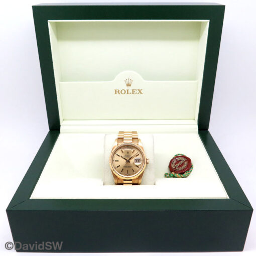 Rolex 18238 Day Date 18K Yellow Gold with Champagne Stick Dial - Image 2