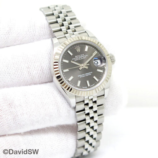 Rolex 279174 Datejust with Dark Grey Stick Dial on Jubilee