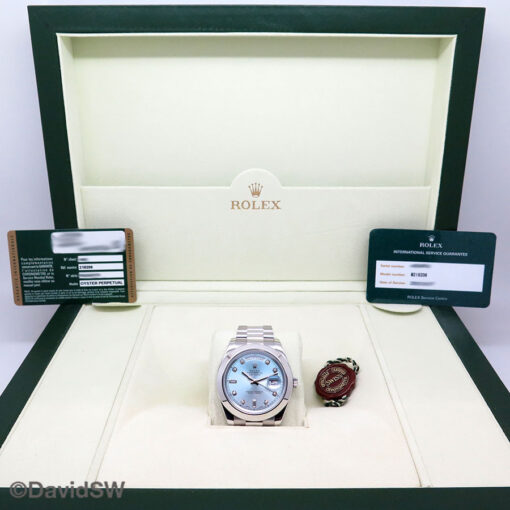 Rolex 218206 Day Date II Platinum with Ice Blue Diamond Dial - Image 2