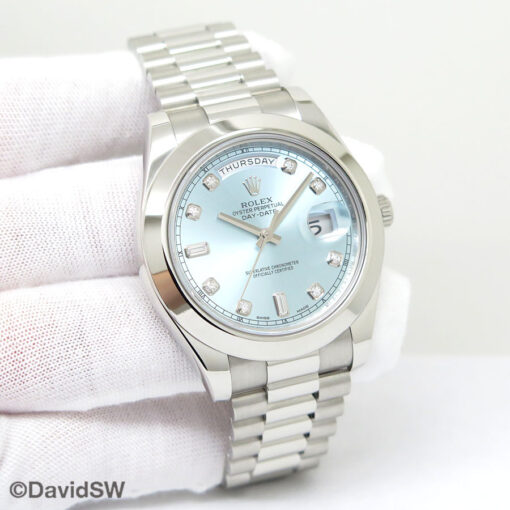 Rolex 218206 Day Date II Platinum with Ice Blue Diamond Dial