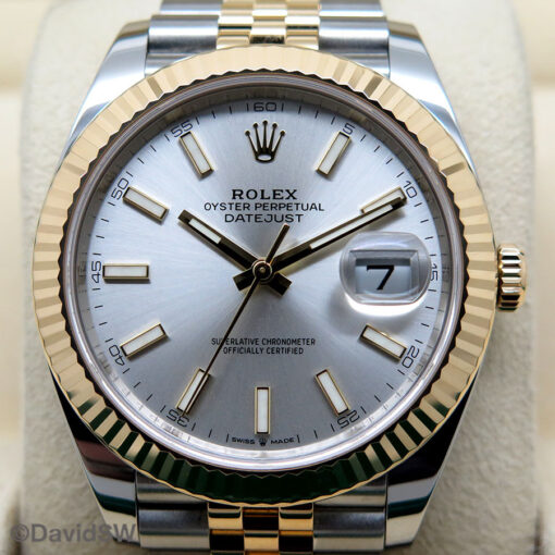 Rolex 126333 Datejust 41 18K/SS with Silver Stick Dial on Jubilee - Image 3