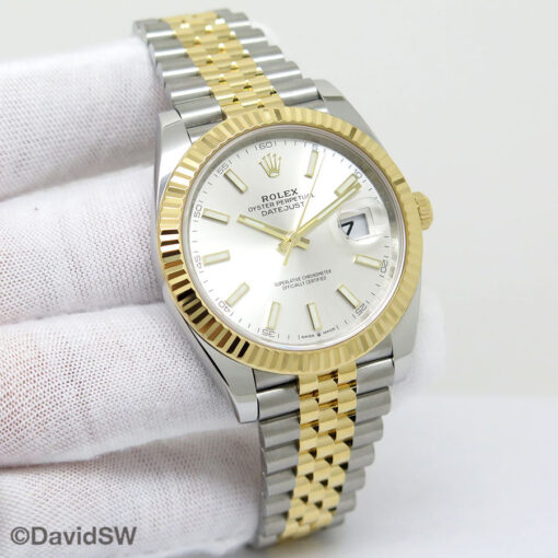 Rolex 126333 Datejust 41 18K/SS with Silver Stick Dial on Jubilee