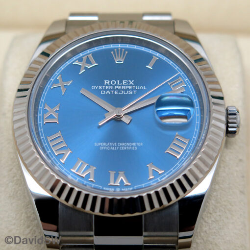 Rolex 126334 Datejust 41 with Azzurro Blue Roman Dial on Oyster - Image 3