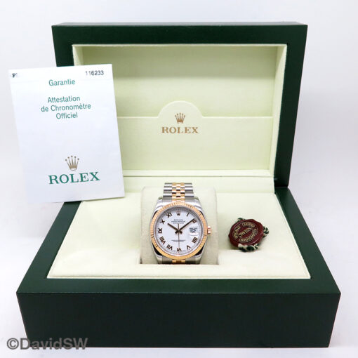 Rolex 116233 Datejust 18K/SS with White Roman Dial on Jubilee - Image 2