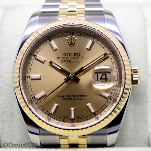 Rolex 116233 Datejust 18K/SS with Champagne Stick Dial on Jubilee - Image 3