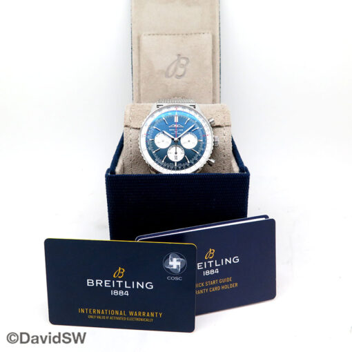 Alternative view of Breitling AB0137 Blue Navitimer B01 Chronograph 46mm on Mesh Bracelet