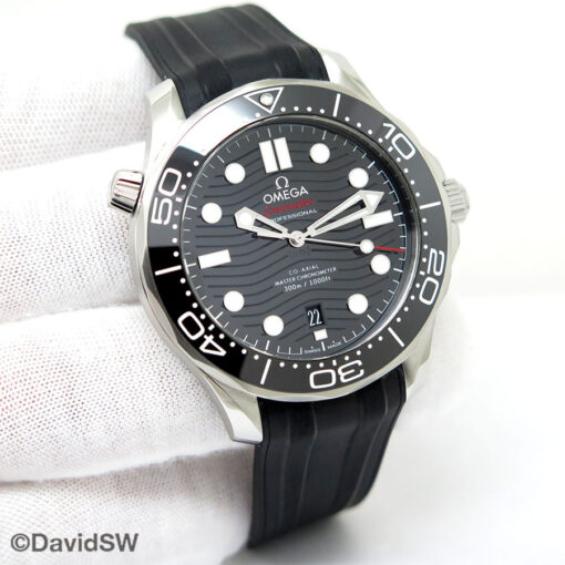 Omega Seamaster Diver 300m with Black Dial on Rubber Strap