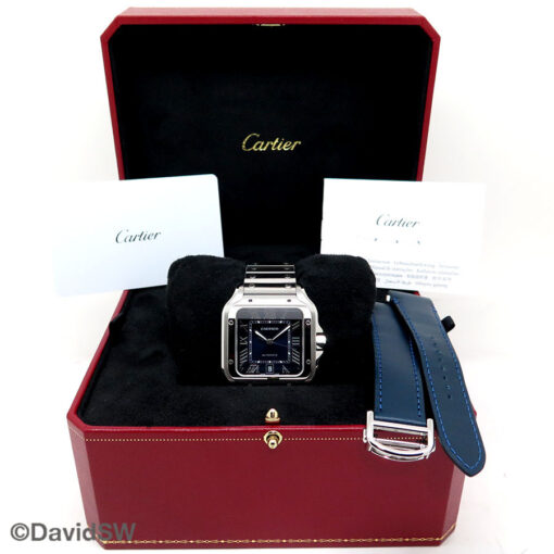 Alternative view of Cartier WSSA0030 Santos de Cartier Large with Blue Dial