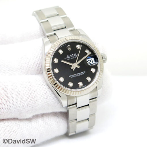 Rolex 178274 Datejust with Black Diamond Dial on Oyster