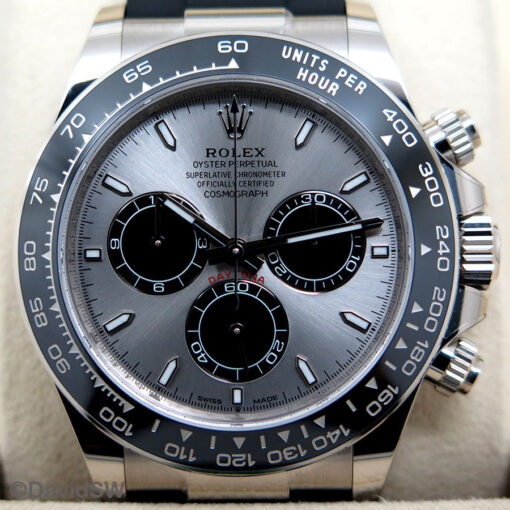 Rolex 126519LN Cosmograph Daytona 18K White Gold with Steel Dial on Oysterflex - Image 3