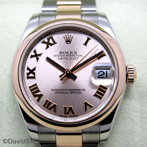 Rolex 178241 Datejust 18K/SS with Rose Roman Dial on Oyster - Image 3