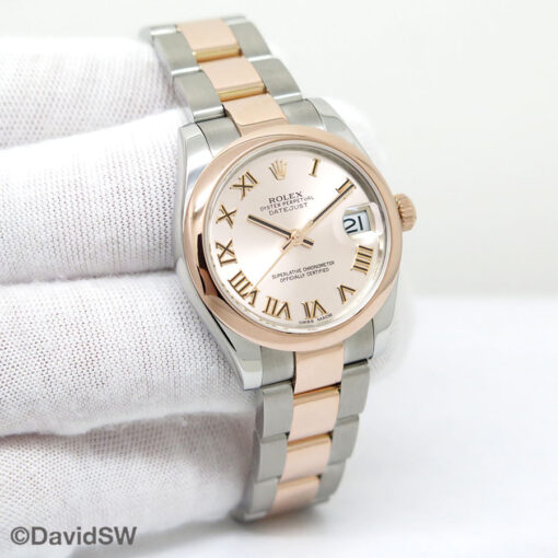 Rolex 178241 Datejust 18K/SS with Rose Roman Dial on Oyster