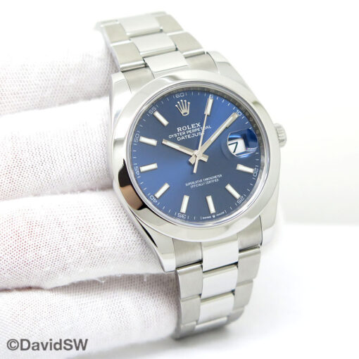 Rolex 126300 Datejust 41 with Blue Stick Dial on Oyster