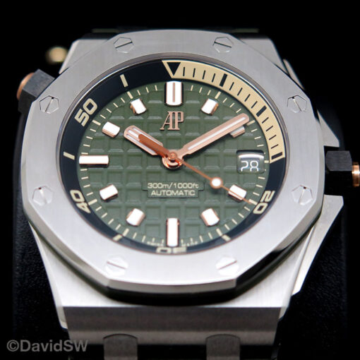 Audemars Piguet 15720ST Royal Oak Offshore Diver with Khaki Green Dial - Image 3