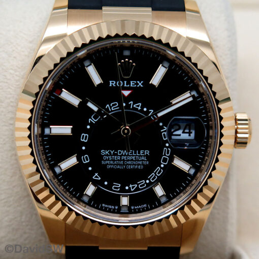 Rolex 336238 Skydweller 18K Yellow Gold with Black Dial on Oysterflex - Image 3