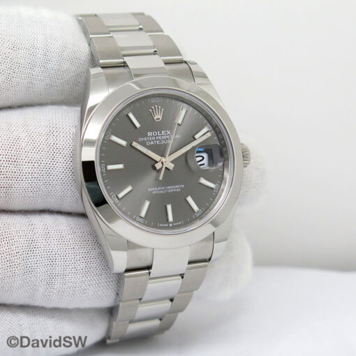 Rolex 126300 Datejust 41 with Slate Stick Dial on Oyster