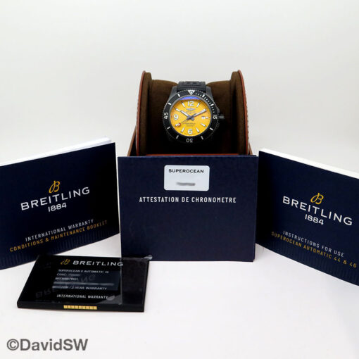 Alternative view of Breitling M17368 Superocean II 46mm Blacksteel Yellow Dial