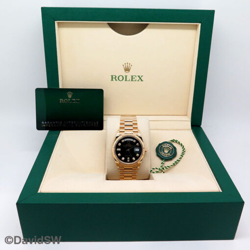 Rolex 128238 Day Date 18K Yellow Gold with Green Ombre Baguette and Diamond Dial - Image 2