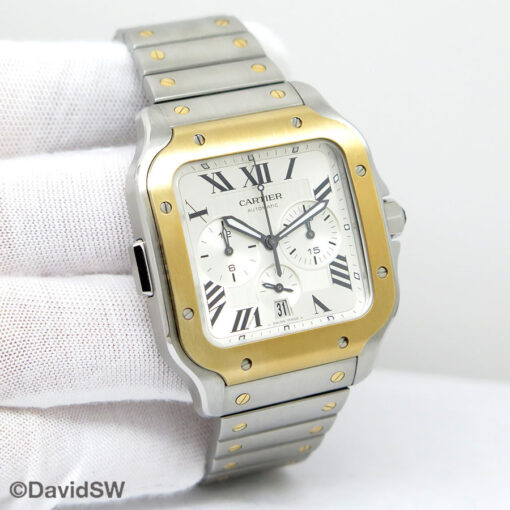 Cartier W2SA0008 Santos de Cartier 18K/SS Chronograph