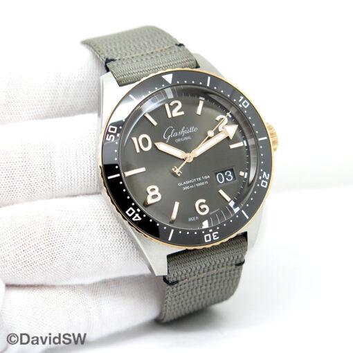 Glashutte SeaQ Panorama Date 18K/SS with Grey Dial on Strap
