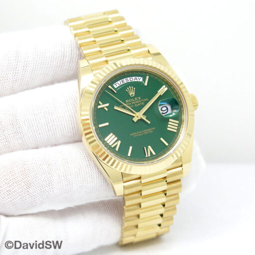 Rolex 228238 Day Date 40 18K Yellow Gold with Green Roman Dial