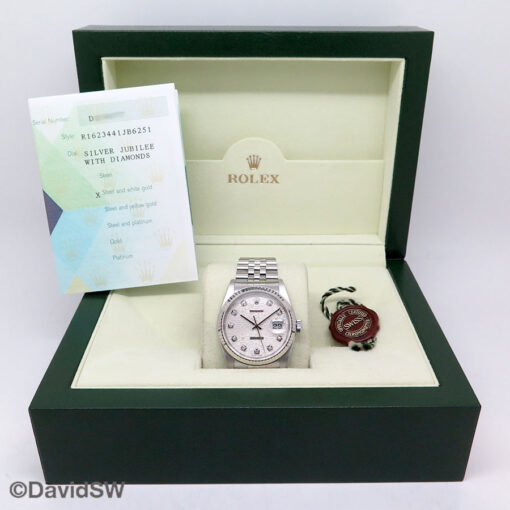 Rolex 16234 Datejust with Silver Rolex Motif Diamond Dial on Jubilee - Image 2