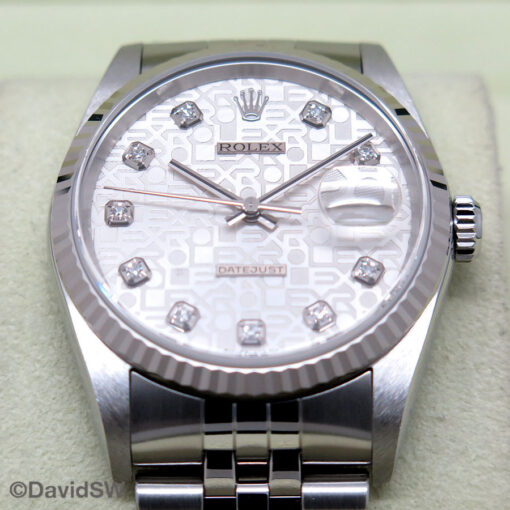 Rolex 16234 Datejust with Silver Rolex Motif Diamond Dial on Jubilee - Image 3