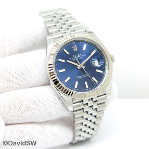 Rolex 126334 Datejust 41 with Blue Stick Dial on Jubilee