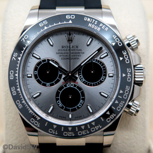 Rolex 126519LN Cosmograph Daytona 18K White Gold with Steel Dial on Oysterflex - Image 3