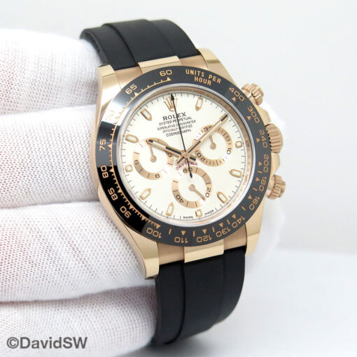 Rolex 116515LN Cosmograph Daytona 18K Rose Gold with Ivory Dial on Oysterflex