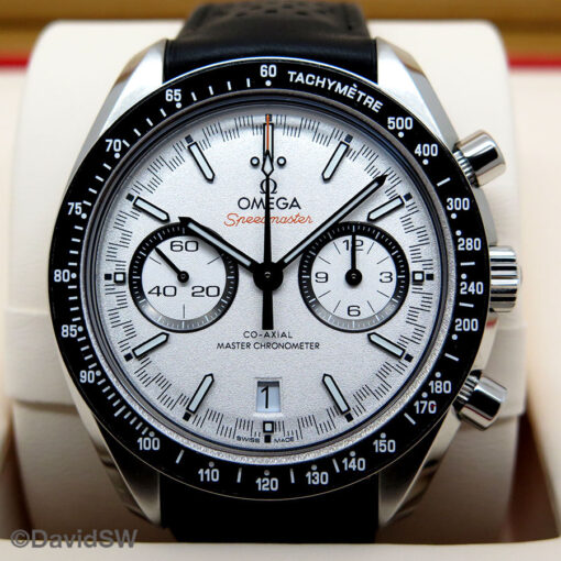 Omega Speedmaster Racing Chronograph with Silver Dial on Leather - Image 3