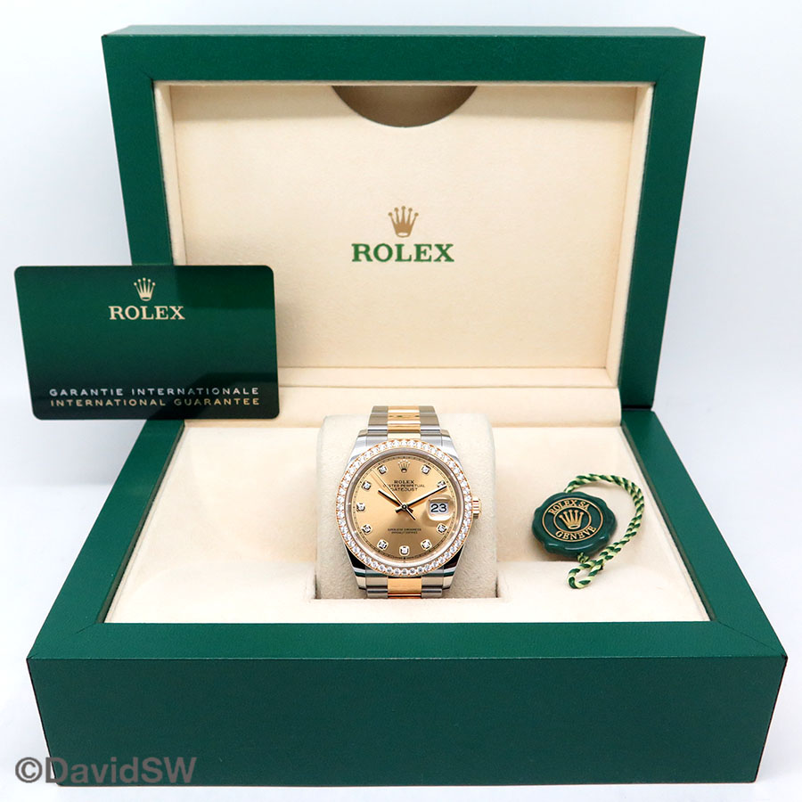 Rolex 126283RBR Datejust 18K/SS with Champagne Diamond Dial and Diamond Bezel on Oyster - Image 2