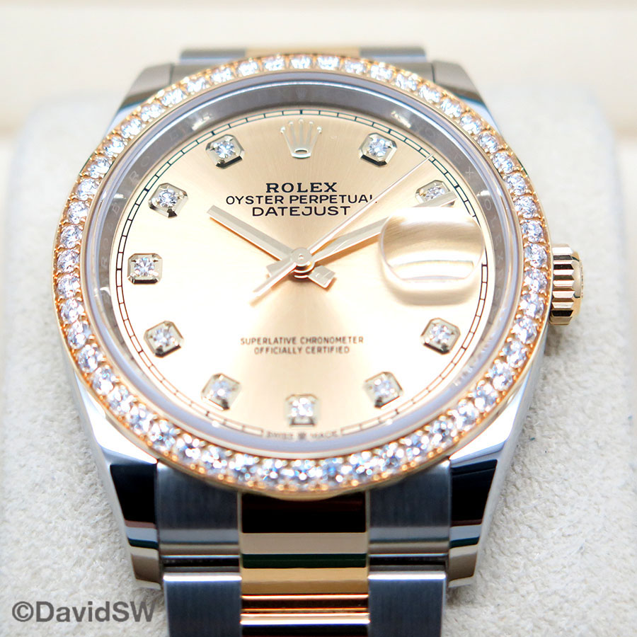 Rolex 126283RBR Datejust 18K/SS with Champagne Diamond Dial and Diamond Bezel on Oyster - Image 3