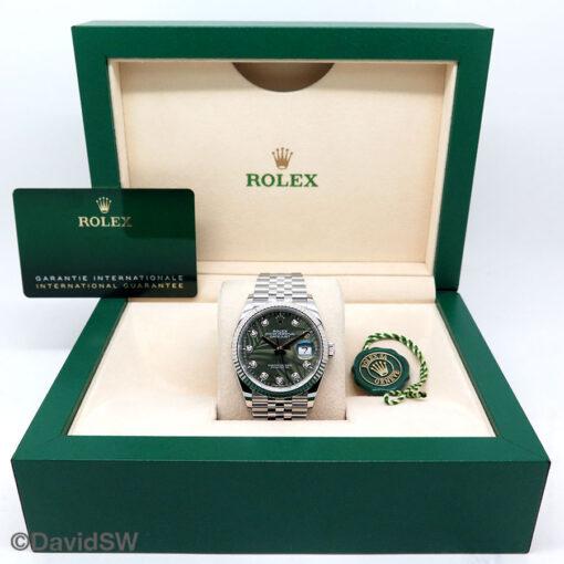Rolex 126234 Datejust with Olive Green Palm Motif Diamond Dial on Jubilee - Image 2