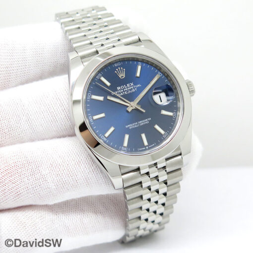 Rolex 126300 Datejust 41 with Blue Stick Dial on Jubilee