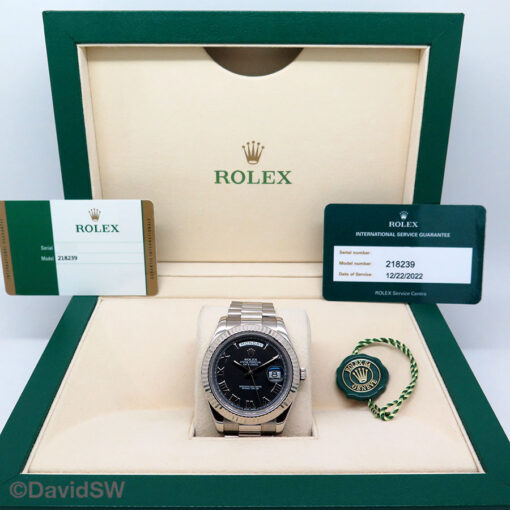 Rolex 218239 Day Date II 18K White Gold with Black Roman Dial - Image 2