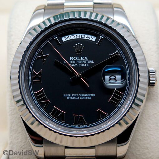 Rolex 218239 Day Date II 18K White Gold with Black Roman Dial - Image 3