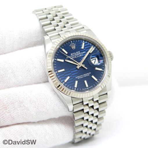 Rolex 126234 Datejust with Blue Fluted Motif Dial on Jubilee