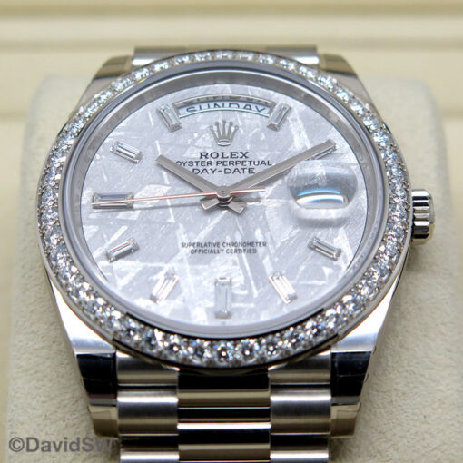 Rolex 228349RBR Day Date 40 18K White Gold with Meteorite Baguette Diamond Dial and Diamond Bezel - Image 3