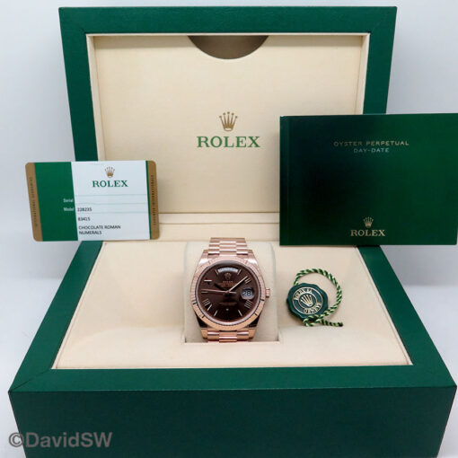 Rolex 228235 Day Date 40 18K Rose Gold with Chocolate Roman Dial (New Old Stock) - Image 2