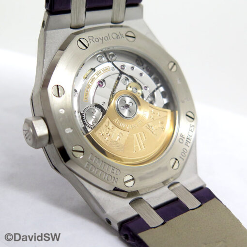 Audemars Piguet 15452BC Royal Oak 18K White Gold 37mm with Purple Dial and Gemstone Bezel/Diamond Case Limited Edition - Image 4