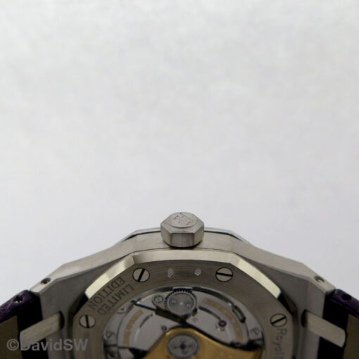 Audemars Piguet 15452BC Royal Oak 18K White Gold 37mm with Purple Dial and Gemstone Bezel/Diamond Case Limited Edition - Image 5