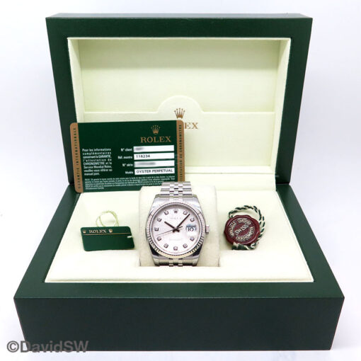 Rolex 116234 Datejust with Silver Rolex Motif Diamond Dial on Jubilee (New Old Stock) - Image 2