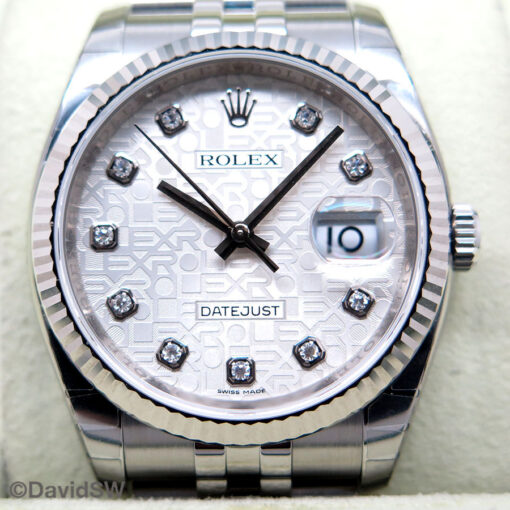 Rolex 116234 Datejust with Silver Rolex Motif Diamond Dial on Jubilee (New Old Stock) - Image 4