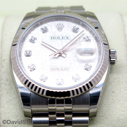 Rolex 116234 Datejust with Silver Rolex Motif Diamond Dial on Jubilee (New Old Stock) - Image 3